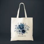Dusty Blue Slate Navy Floral Bridesmaid Gift Tote Bag<br><div class="desc">Elegant Dusty blue / Navy theme bridesmaid gift tote bag featuring elegant bouquet of Dusty blue,  Navy,  slate rose flowers buds and blue eucalyptus leaves. Please contact me for any help in customisation or if you need any other product with this design.</div>