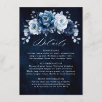 Dusty Blue Slate Navy Floral Wedding Details Enclo