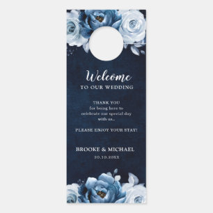 Dusty Blue Slate Navy Wedding Do Not Disturb Door  Hanger