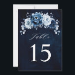 Dusty Blue Slate Navy Wedding Table Number Card<br><div class="desc">Elegant Dusty blue / Navy theme table number card featuring elegant bouquet of Dusty blue,  Navy,  slate rose flowers buds and blue eucalyptus leaves. Please contact me for any help in customisation or if you need any other product with this design.</div>