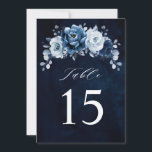 Dusty Blue Slate Navy Wedding Table Number Card<br><div class="desc">Elegant Dusty blue / Navy theme table number card featuring elegant bouquet of Dusty blue,  Navy,  slate rose flowers buds and blue eucalyptus leaves. Please contact me for any help in customisation or if you need any other product with this design.</div>