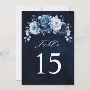 Dusty Blue Slate Navy Wedding Table Number Card