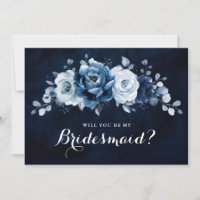 Dusty Blue Slate Navy Will you be my Bridesmaid In