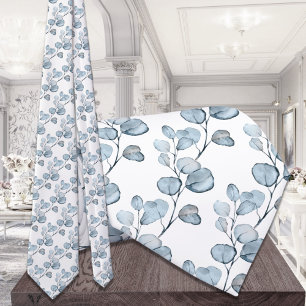 Dusty Blue Small Eucalyptus Sprigs Wedding Tie