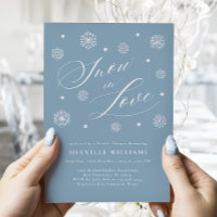 Dusty Blue Snow in Love Bridal Shower Invitation