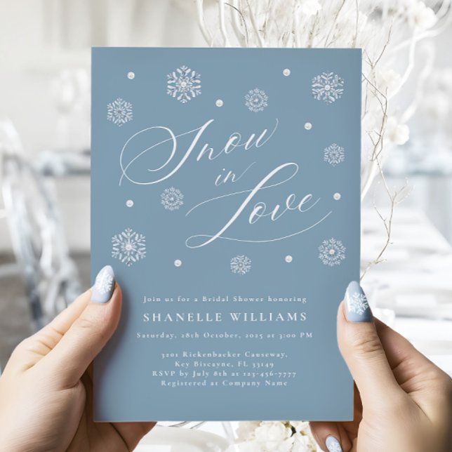 Dusty Blue Snow in Love Bridal Shower Invitation (Creator Uploaded)