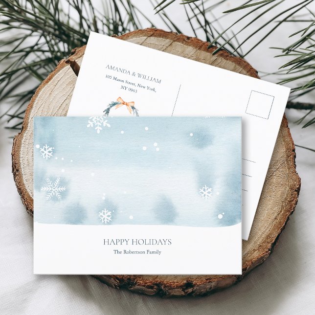 Dusty Blue Snowflake Christmas Postcard (Creator Uploaded)