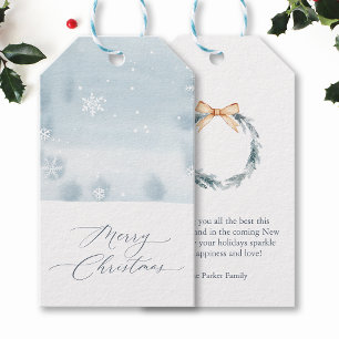 Dusty Blue Snowflake Gift Tag