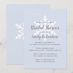 Dusty Blue Snowflake Winter Bridal Shower Invitation