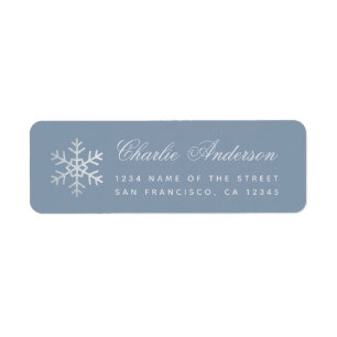 Dusty Blue Snowflake Winter Holidays Faux Silver