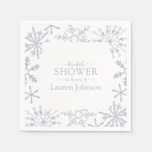 Dusty Blue Snowflake Winter Modern Bridal Shower Napkin