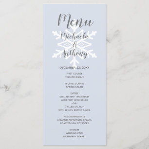 Dusty Blue Snowflake Winter Wedding Menu