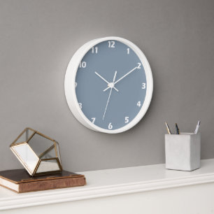 Dusty Blue Solid Colour Clock