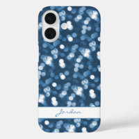 Dusty Blue Sparkle Lights w/ Name Girly Glam