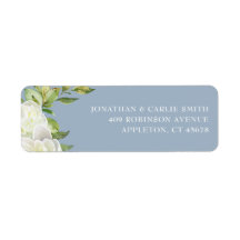 Dusty Blue Spring Floral Peony Wedding Label