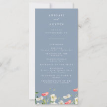 Dusty Blue Spring Watercolor Wedding Program