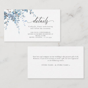 Dusty Blue Spring Wisteria Floral Wedding Details Enclosure Card
