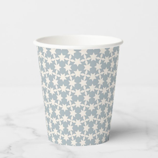 Dusty Blue Star Pattern Paper Cup (Front)