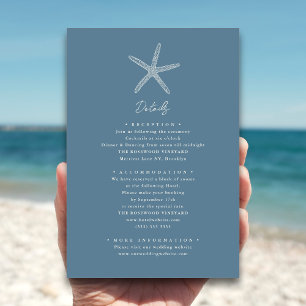 Dusty Blue Starfish Beach Destination Wedding Enclosure Card