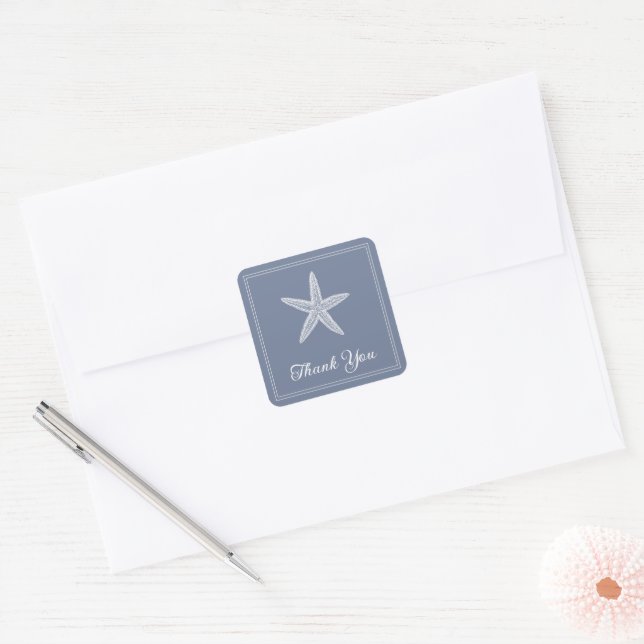 Dusty Blue Starfish Thank You Stickers (Envelope)