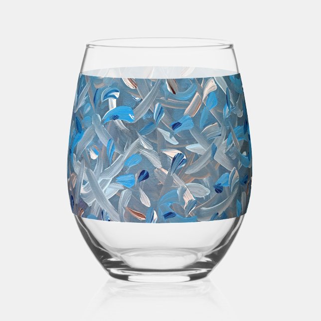 Dusty Blue Stemless Wine Glass (Front)