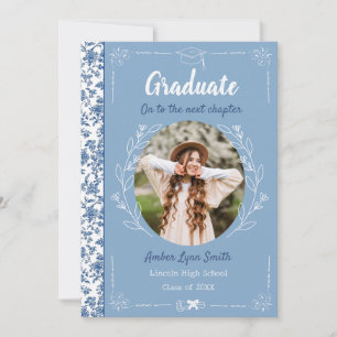 Dusty Blue Story Book Graduation Invitation