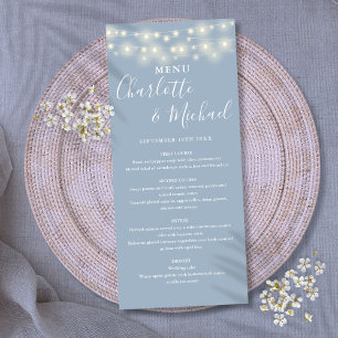 Dusty Blue String Lights Signature Wedding Menu