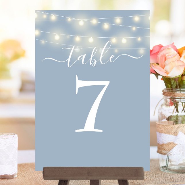 Dusty Blue String Lights Table Number (Dusty Blue String Lights Table Number)