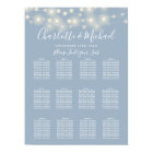 Dusty Blue String Lights Wedding Seating Chart