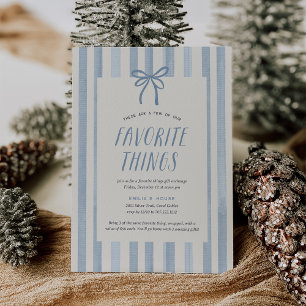 Dusty Blue Stripe Favorite Things Party Invitation