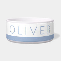 Dusty Blue Stripe Modern Cat or Dog Name on Pet