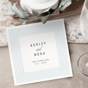 Dusty Blue Striped Elegance Classy Wedding Napkin