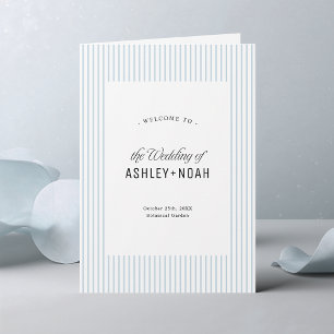 Dusty Blue Striped Elegance Classy Wedding Programme