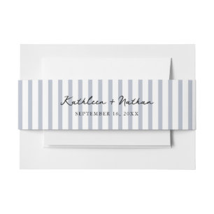 Dusty Blue Striped Wedding Belly Band Invitation Belly Band