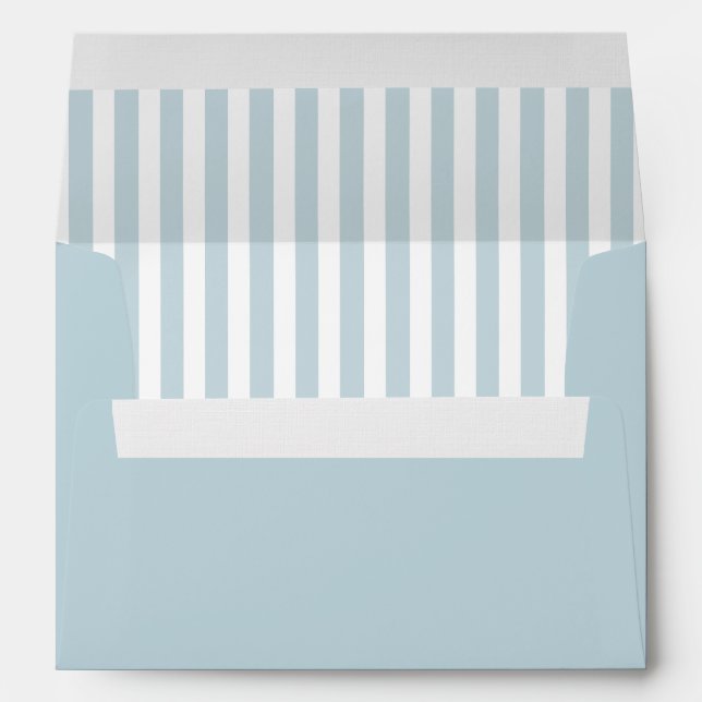 Dusty Blue Stripes Elegant Envelope Baby Shower (Back (Bottom))