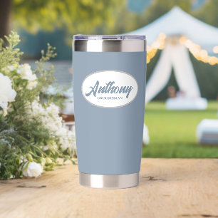 Dusty Blue Stylised Wedding Groomsman Insulated Tumbler