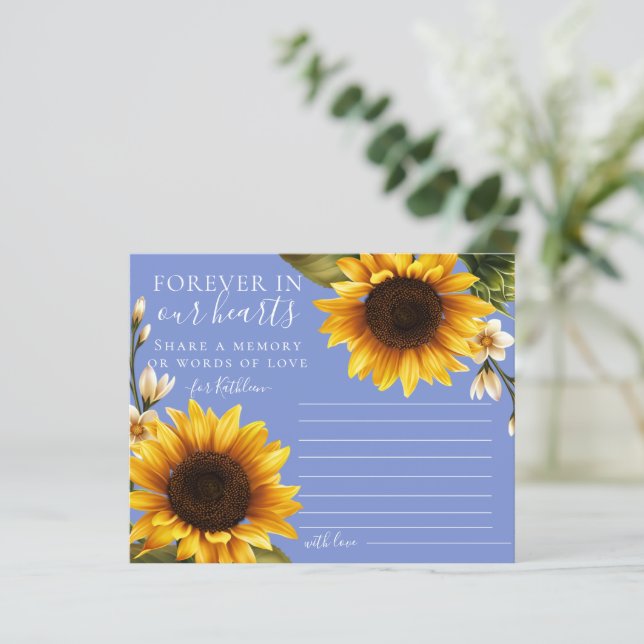 Dusty Blue Sunflowers Share a Memory Card (Standing Front)