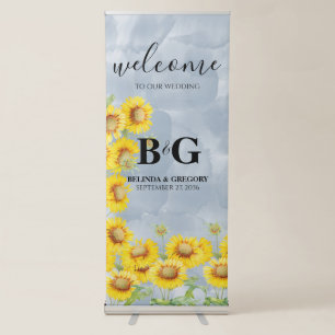 Dusty Blue Sunflowers Wedding Welcome Sign