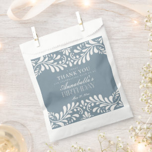 Dusty Blue Talavera Fiesta Birthday Dessert Favour Bags