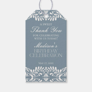 Dusty Blue Talavera Fiesta Birthday Party Favours Gift Tags