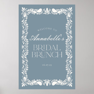 Dusty Blue Talavera Fiesta Bridal Brunch Welcome Poster