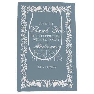 Dusty Blue Talavera Fiesta Bridal Shower Favour Medium Gift Bag