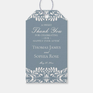 Dusty Blue Talavera Fiesta Wedding Party Favors Gift Tags