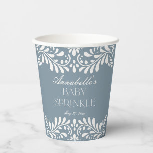 Dusty Blue Talavera Spanish Fiesta Baby Sprinkle Paper Cups