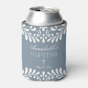 Dusty Blue Talavera Spanish Fiesta Baptism Favors Can Cooler