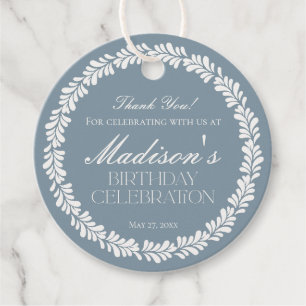 Dusty Blue Talavera Spanish Fiesta Birthday Circle Favour Tags