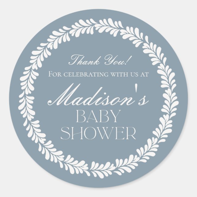 Dusty Blue Talavera Spanish Fiesta Boy Baby Shower Classic Round Sticker (Front)