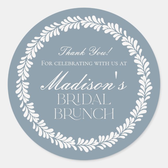 Dusty Blue Talavera Spanish Fiesta Bridal Brunch Classic Round Sticker (Front)