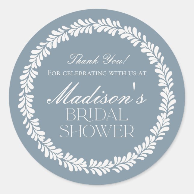 Dusty Blue Talavera Spanish Fiesta Bridal Shower Classic Round Sticker (Front)