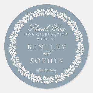 Dusty Blue Talavera Spanish Fiesta Wedding Favor Classic Round Sticker